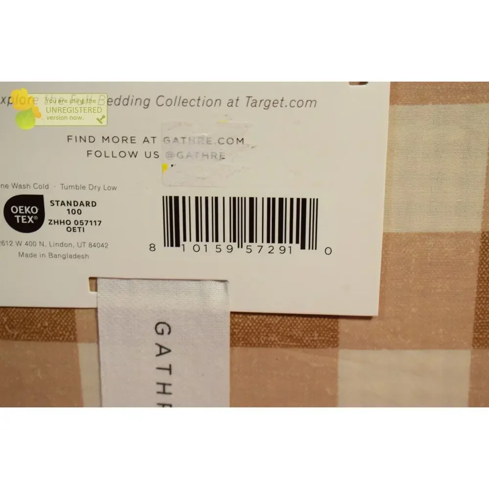 Gathre Khaki Gingham Reversible Duvet Set Twin----